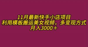 11月K总部落快手小店情趣男粉项目,利用模板搬运美女视频,多变现方式月入3000+-风淘社