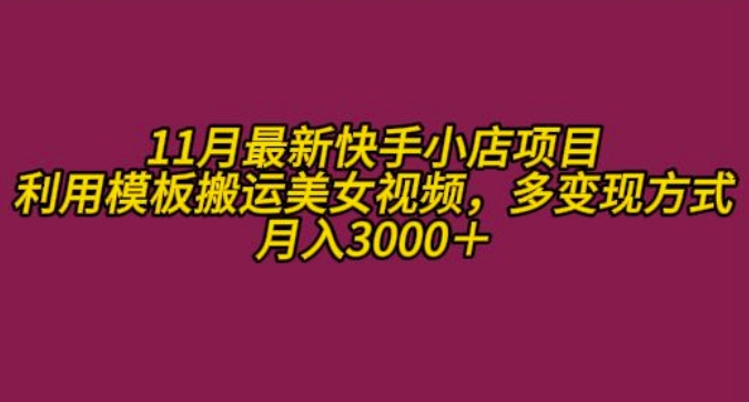 11月K总部落快手小店情趣男粉项目,利用模板搬运美女视频,多变现方式月入3000+-风淘社