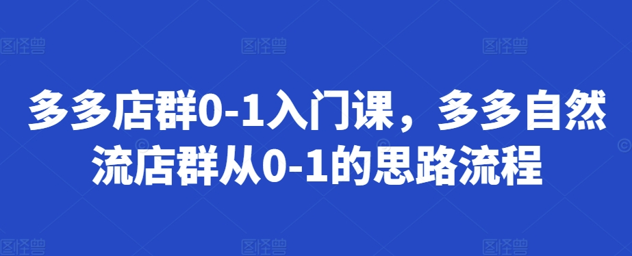 多多店群0-1入门课,多多自然流店群从0-1的思路流程-风淘社