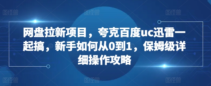 网盘拉新项目，夸克百度uc迅雷一起搞，新手如何从0到1，保姆级详细操作攻略-风淘社