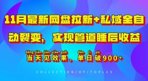 11月最新网盘拉新+私域全自动裂变,实现管道睡后收益,当天见效果,单日破900+-风淘社