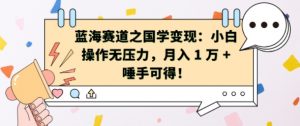 蓝海赛道之国学变现:小白操作无压力,月入 1 W + 唾手可得【揭秘】-风淘社