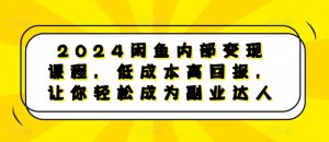 2024闲鱼内部变现课程,低成本高回报,让你轻松成为副业达人-风淘社
