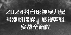 2024抖音影视暴力起号涨粉课程,影视剪辑搬运实战全流程-风淘社