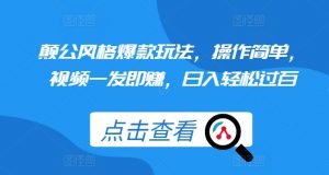 颠公风格爆款玩法，操作简单，视频一发即赚，日入轻松过百【揭秘】-风淘社