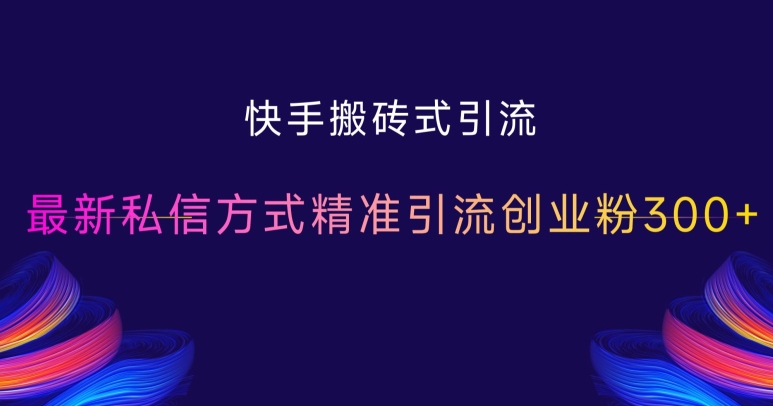 快手搬砖式引流，最新私信方式精准引流创业粉300+-风淘社