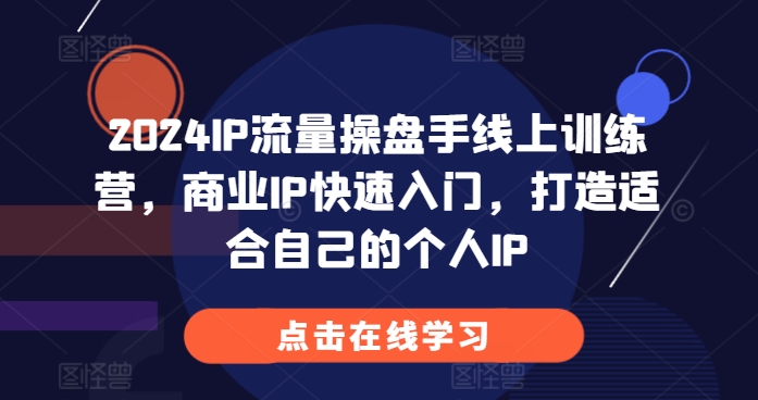2024IP流量操盘手线上训练营,商业IP快速入门,打造适合自己的个人IP-风淘社