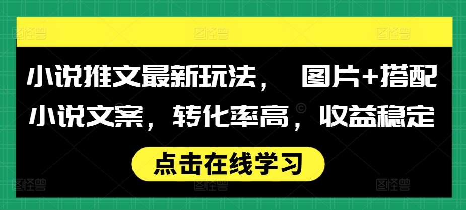 小说推文最新玩法, 图片+搭配小说文案,转化率高,收益稳定-风淘社