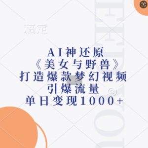 AI神还原《美女与野兽》，打造爆款梦幻视频，引爆流量，单日变现1k-风淘社