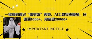 一键复刻爆火“幽灵娘”视频，AI工具完美复刻，日吸粉1000+，月变现过W-风淘社
