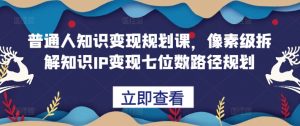 普通人知识变现规划课,像素级拆解知识IP变现七位数路径规划-风淘社