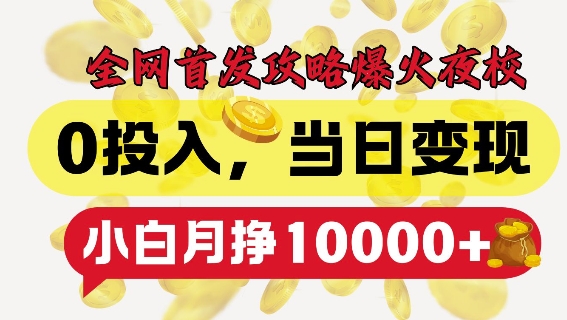 全网首发爆火夜校,0投入,当日变现,小白轻松月入1w+【揭秘】-风淘社