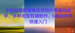 手机拍摄剪辑高级感短片零基础教学,多种类型剪辑制作,0基础学员快速入门-风淘社