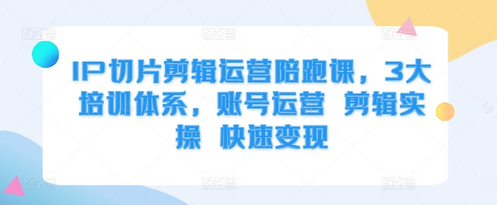 IP切片剪辑运营陪跑课,3大培训体系,账号运营 剪辑实操 快速变现-风淘社
