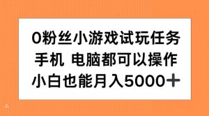 0粉丝小游戏试玩任务，手机电脑都可以操作，小白也能月入5000+【揭秘】-风淘社