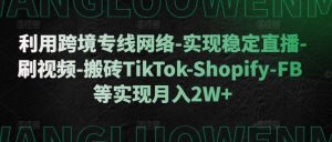 利用跨境专线网络-实现稳定直播-刷视频-搬砖TikTok-Shopify-FB等实现月入2W+【揭秘】-风淘社