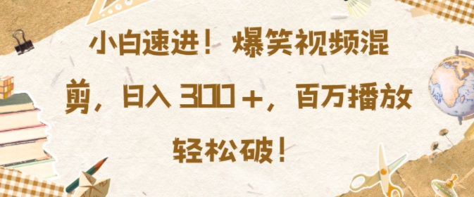 小白速进，爆笑视频混剪，日入3张，百万播放轻松破【揭秘】-风淘社
