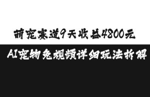 萌宠赛道9天收益4800元，AI宠物免视频详细玩法拆解-风淘社