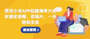 蛋花小说APP拉新爆单大佬实操全流程,市场大,一天轻松多张-风淘社