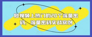 短视频上热门的20个流量密码,流量密码实战案例-风淘社