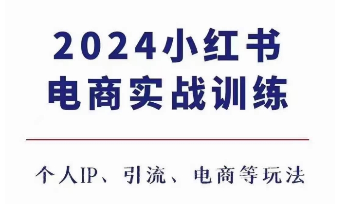 2024小红书电商3.0实战训练,包含个人IP、引流、电商等玩法-风淘社