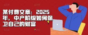某付费文章：2025年，中产阶级如何保卫自己的财富-风淘社