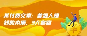 某付费文章:普通人赚钱的本质,3大套路-风淘社