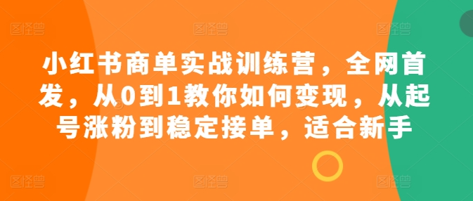 小红书商单实战训练营,全网首发,从0到1教你如何变现,从起号涨粉到稳定接单,适合新手-风淘社
