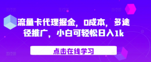 流量卡代理掘金，0成本，多途径推广，小白可轻松日入1k-风淘社