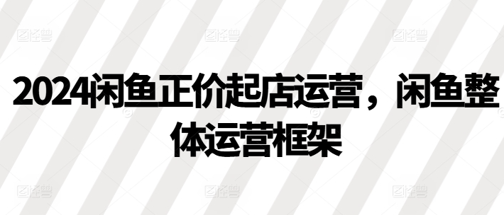 2024闲鱼正价起店运营,闲鱼整体运营框架-风淘社