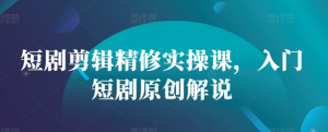 短剧剪辑精修实操课,入门短剧原创解说-风淘社