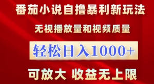 番茄小说自撸暴利新玩法，无视播放量，轻松日入1k，可放大，收益无上限【揭秘】-风淘社