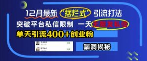12月最新“摆烂式”引流打法，突破平台私信限制，一天无限发私信，单天引流400+创业粉-风淘社