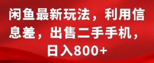 闲鱼最新玩法,利用信息差,出售二手手机,日入8张【揭秘】-风淘社