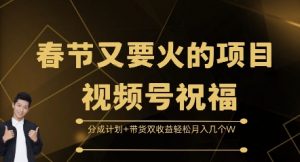 春节又要火的项目视频号祝福，分成计划+带货双收益，轻松月入几个W【揭秘】-风淘社