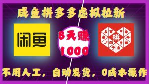咸鱼拼多多虚拟拉新,不用人工,自动发货,0成本操作,8天收益1k-风淘社
