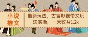 小说推文最新玩法，古言影视带文玩法实操，一天收益1.2k-风淘社