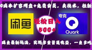 0成本扩容网盘+免费会员,卖技术,拉新,咸鱼最新玩法,实现多重管道收益,一鱼多吃,轻松日入500+-风淘社