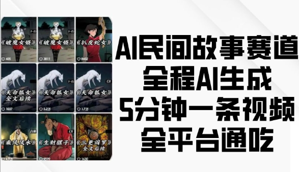 AI民间故事赛道,全程AI生成5分钟一条视频,全平台通吃-风淘社