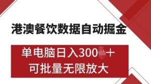 港澳餐饮数据全自动掘金，单电脑日入多张, 可矩阵批量无限操作【揭秘】-风淘社