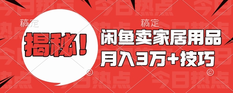 闲鱼卖家居用品月入过W+最新技巧闲鱼最新零基础教学,新手当天上手【揭秘】-风淘社