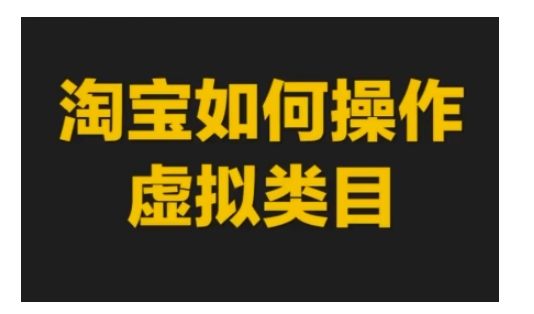 淘宝如何操作虚拟类目,淘宝虚拟类目玩法实操教程-风淘社