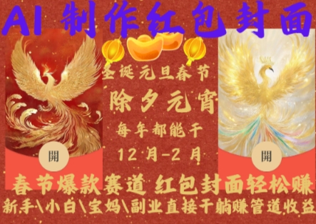 Al制作红包封面，春节爆款赛道，红包封面轻松挣，新手\\\\小白\\\\宝妈\\\\副业直接干躺Z管道收益【揭秘】-风淘社