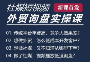 五大社媒·短视频获客线上课(TK/INS/FB/YTB/视频号),B2B外贸工厂短视频线上班-风淘社