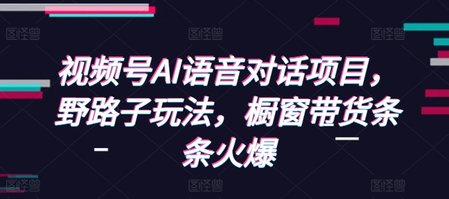 视频号AI语音对话项目，野路子玩法，橱窗带货条条火爆-风淘社