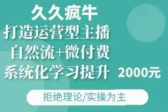 久久疯牛·自然流+微付费(12月23更新)打造运营型主播,包11月+12月-风淘社