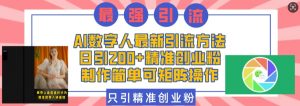 AI数字人最新引流方法，日引200+精准创业粉，制作简单可矩阵操作-风淘社
