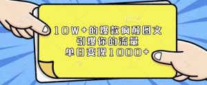 10W+的爆款疯颠图文,引爆你的流量,单日变现1k【揭秘】-风淘社