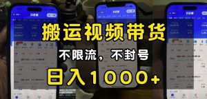“小白必看”搬运视频带货玩法,不限流,不封号,纯自然流,日入1k-风淘社