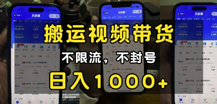 “小白必看”搬运视频带货玩法,不限流,不封号,纯自然流,日入1k-风淘社